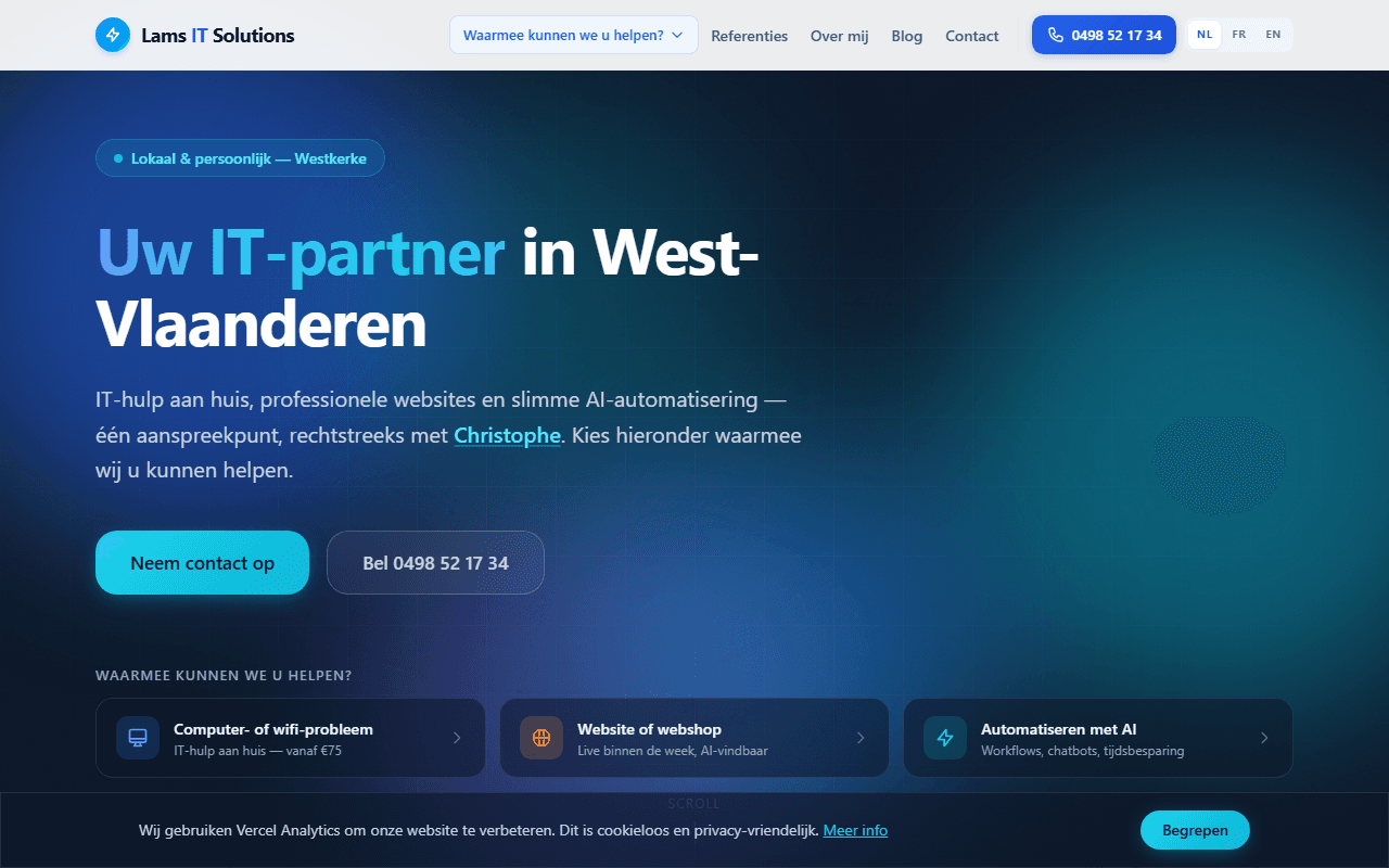 Screenshot van de website lamsitsolutions.be